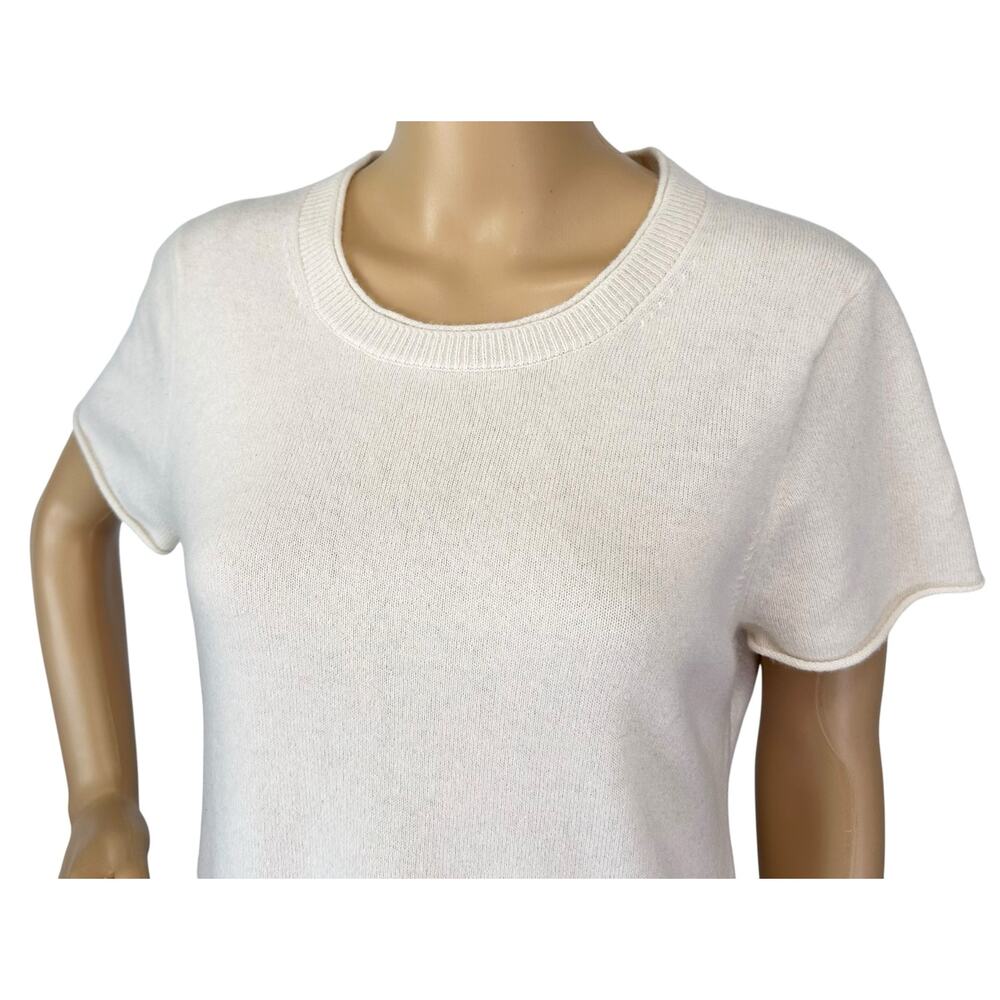 J. Crew Pure Cashmere Relaxed T-Shirt Ivory Cream BG648 Size L - Picture 8 of 14